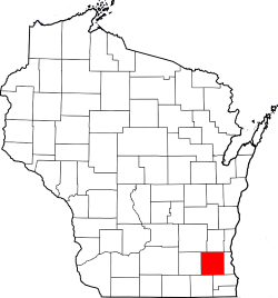 Map of Wisconsin Highlighting Waukesha County